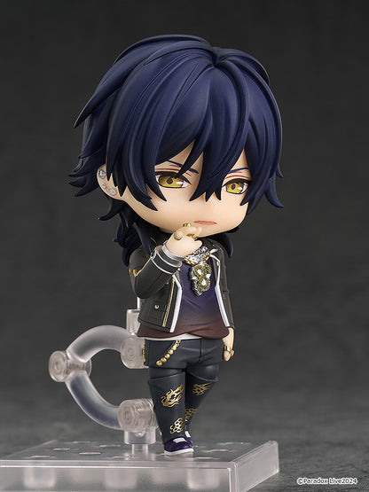 Paradox Live Nendoroid No.2473 Haruomi Shingu figure featuring Haruomi in his signature outfit with detailed accessories and tattoos, standing at approximately 10 cm tall and including interchangeable parts for dynamic posing.