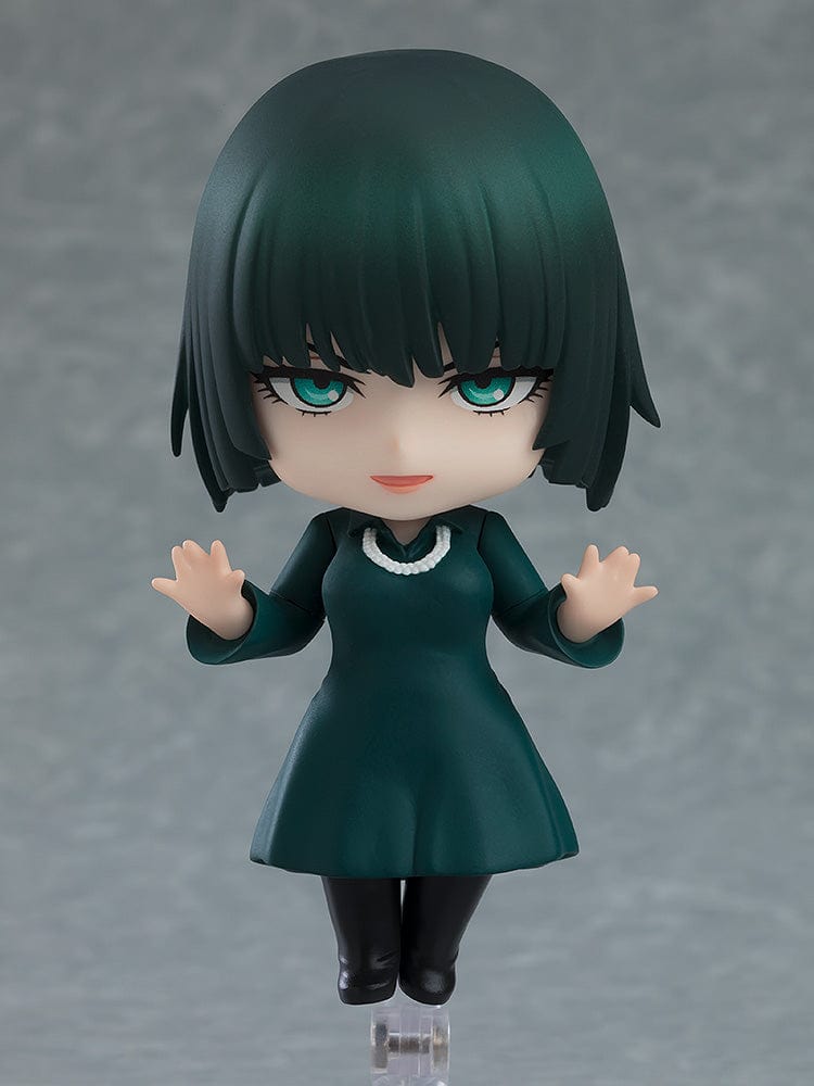 One-Punch Man Nendoroid No.2485 Hellish Blizzard, featuring Hellish Blizzard in her green dress with arms crossed, showcasing her confident and powerful expression.