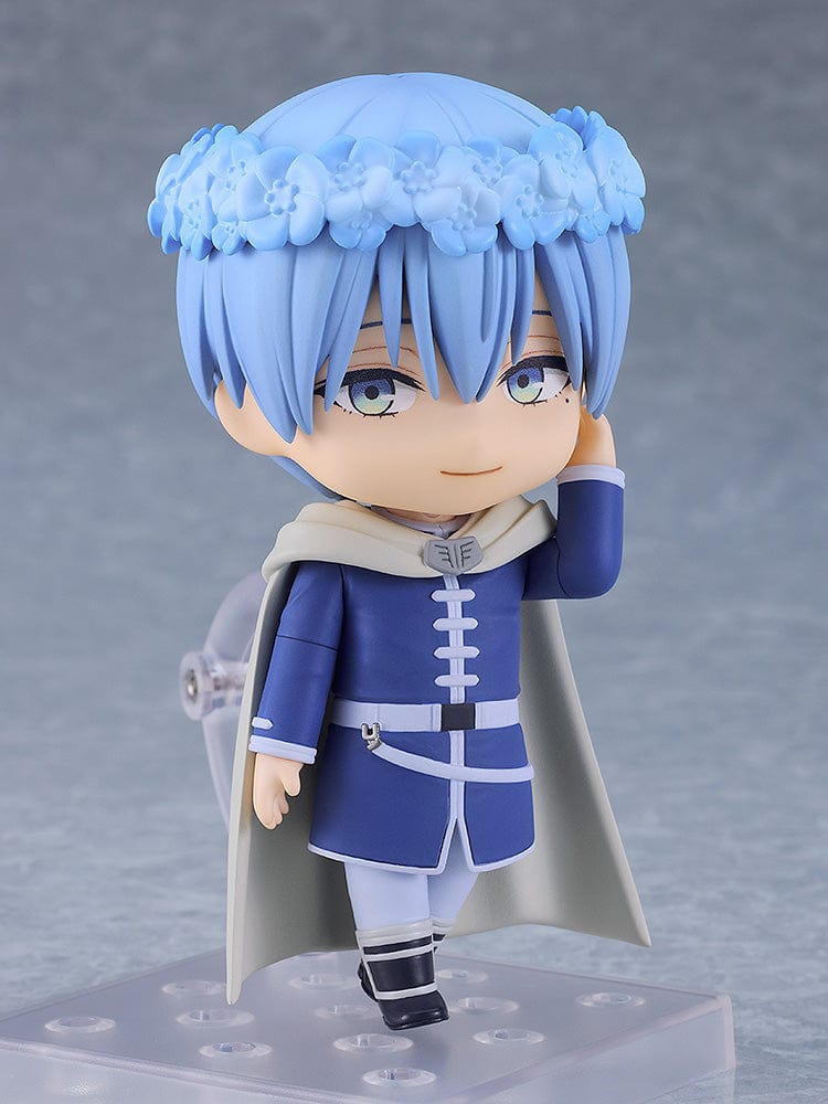 Frieren: Beyond Journey's End Nendoroid No.2498 Himmel figure with blue hair, blue and white outfit, holding his majestic sword.