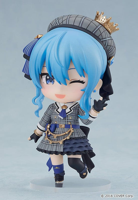 Hololive Production Nendoroid No.1979 Hoshimachi Suisei (Reissue) - Vibrant and detailed Nendoroid figure of virtual idol Hoshimachi Suisei in a plaid uniform with a crown, showcasing her unique style and accessories, perfect for fans and collectors.