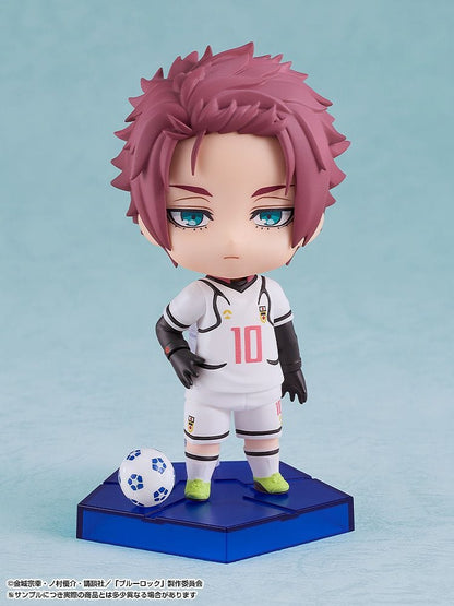 Blue Lock Nendoroid No.2851 Sae Itoshi chibi figure in soccer uniform with ball accessory