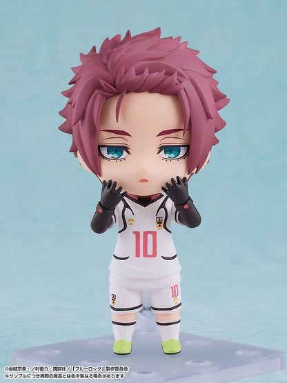 Blue Lock Nendoroid No.2851 Sae Itoshi chibi figure in soccer uniform with ball accessory