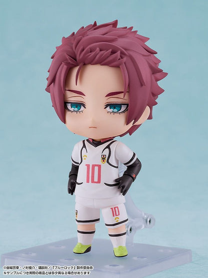 Blue Lock Nendoroid No.2851 Sae Itoshi chibi figure in soccer uniform with ball accessory