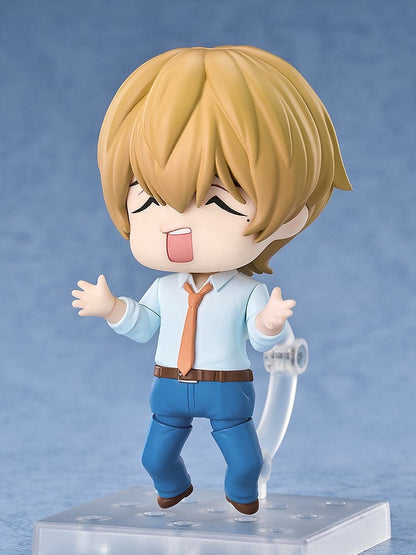 Oblivion Battery Nendoroid No.2645 Kei Kaname figure with a confident expression, white shirt, blue pants, orange tie, and holding a durian.