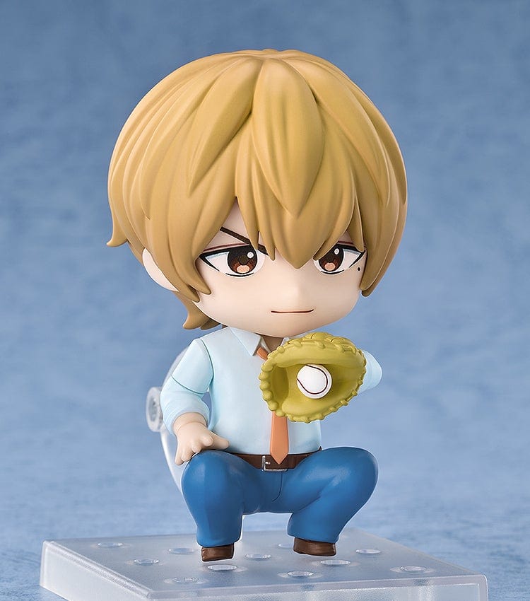 Oblivion Battery Nendoroid No.2645 Kei Kaname figure with a confident expression, white shirt, blue pants, orange tie, and holding a durian.