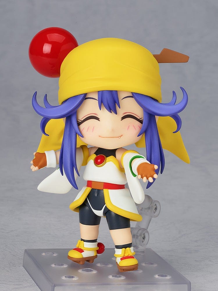 Saber Marionette J Nendoroid Lime featuring her iconic yellow hat, vibrant outfit, and playful pose with detailed craftsmanship.