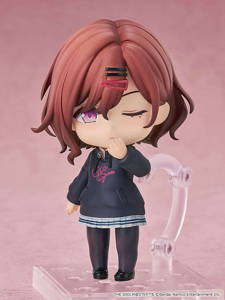 The Idolmaster: Shiny Colors Nendoroid No.2617 Madoka Higuchi, looking shy in her school uniform with her signature hairclips.