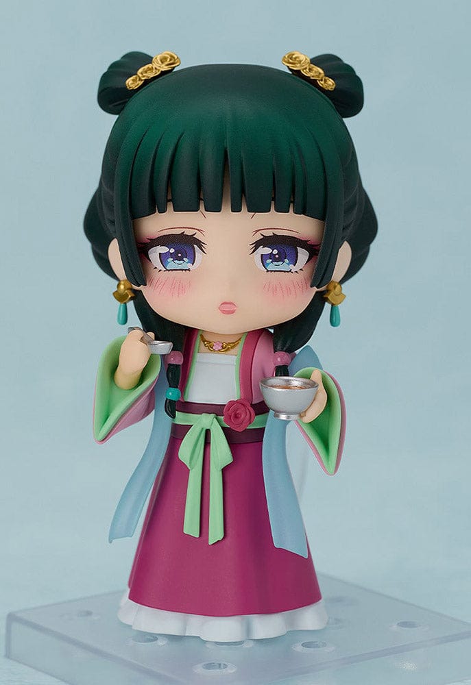 The Apothecary Diaries Nendoroid No.2640 Maomao (Garden Party Ver.) wearing a colorful traditional hanfu-inspired outfit, holding a note accessory.