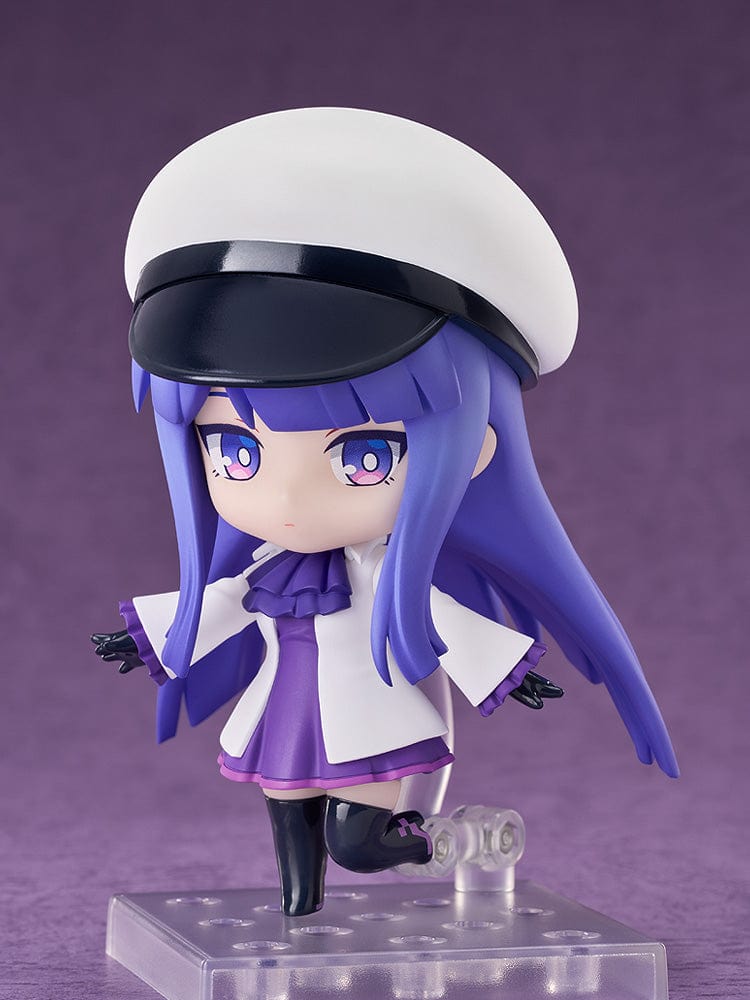 Muse Dash Nendoroid No.2507 Marija figure in a purple and white dress with a large white hat, holding a pointer, ready to bring the rhythm to your collection.