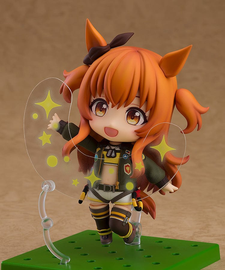 Nendoroid No.2641 Mayano Top Gun from Uma Musume Pretty Derby, featuring her with horse ears and a detailed, colorful outfit.