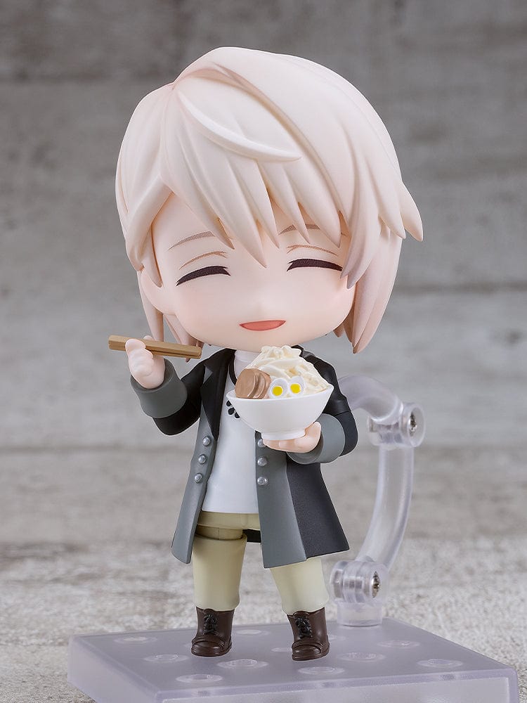 IDOLiSH7 Nendoroid No.2622 Minami Natsume in chibi form, featuring a long black jacket, necklace, and boots, with interchangeable facial expressions and accessories.