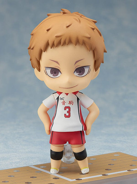 Haikyu!! Nendoroid Morisuke Yaku (re-run) in Nekoma libero uniform, number 3, with a focused expression and water bottle accessory, ready to protect the court.