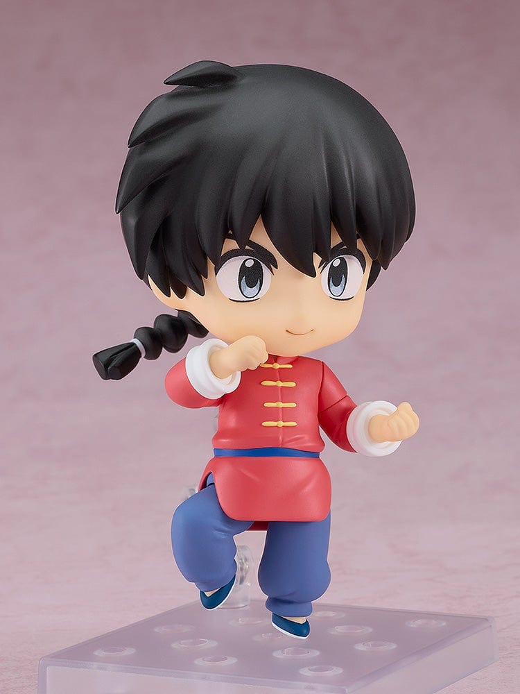 Ranma 1/2 Nendoroid Ranma Saotome (Male Form) in a red martial arts outfit, holding a kettle, with interchangeable expressions and poseable parts.