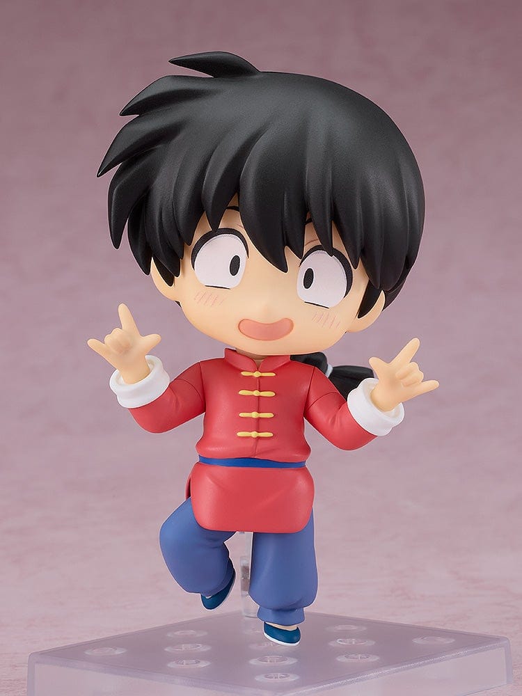 Ranma 1/2 Nendoroid Ranma Saotome (Male Form) in a red martial arts outfit, holding a kettle, with interchangeable expressions and poseable parts.