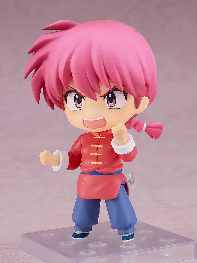 Ranma 1/2 Nendoroid Ranma (Female Form) in a red Chinese outfit, holding a bucket, with interchangeable expressions and poseable parts.