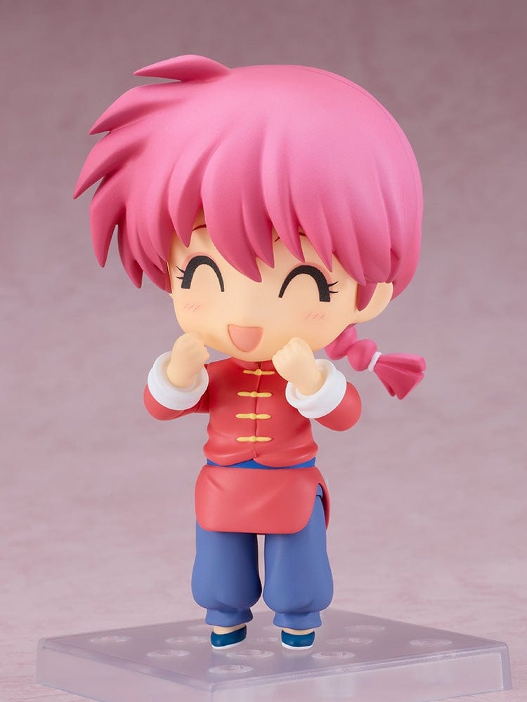 Ranma 1/2 Nendoroid Ranma (Female Form) in a red Chinese outfit, holding a bucket, with interchangeable expressions and poseable parts.