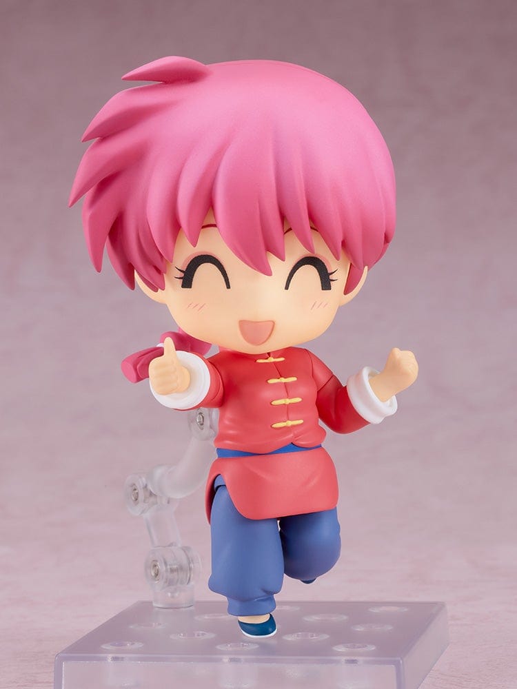 Ranma 1/2 Nendoroid Ranma (Female Form) in a red Chinese outfit, holding a bucket, with interchangeable expressions and poseable parts.