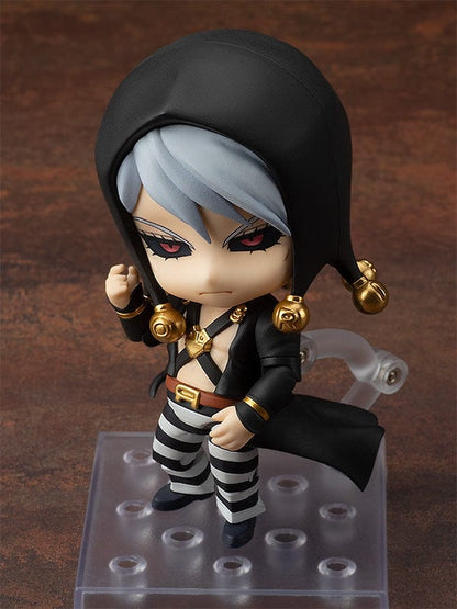 JoJo's Bizarre Adventure Nendoroid No.1326 Risotto Nero (Reissue) - Detailed figure of Risotto Nero in his dark, hooded outfit with golden accents, showcasing his menacing look with red eyes and silver hair, perfect for fans and collectors of the series.