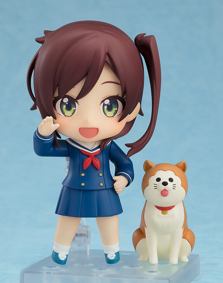 Nendoroid No.2561 Shizuru Chikura and Pochi from Train to the End of the World, featuring Shizuru in a school uniform with her dog Pochi.