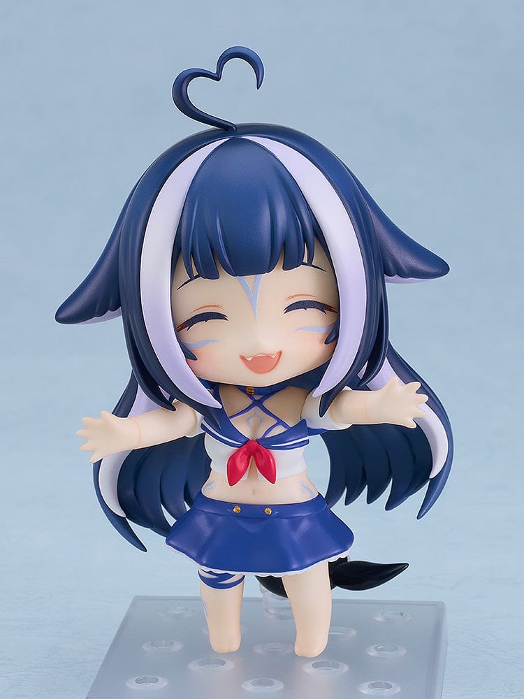 VTuber Nendoroid No.2384 Shylily, smiling with her iconic orca hoodie and sailor outfit, capturing her bubbly and engaging virtual persona in chibi form.