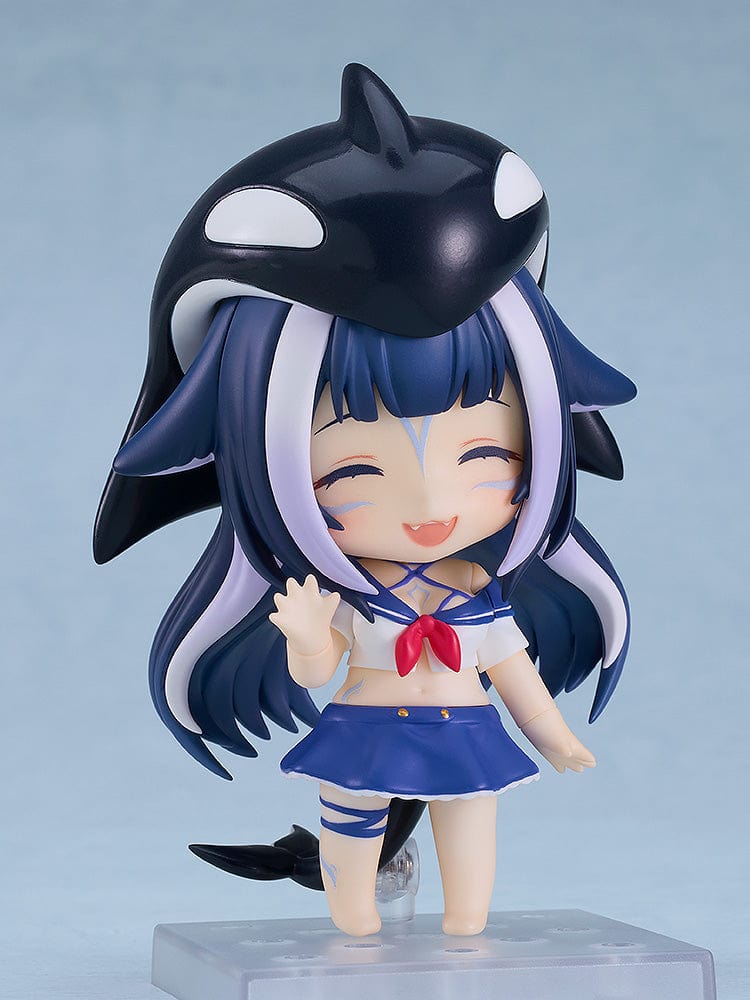 VTuber Nendoroid No.2384 Shylily, smiling with her iconic orca hoodie and sailor outfit, capturing her bubbly and engaging virtual persona in chibi form.