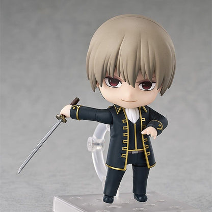 Gintama Nendoroid No.2584 Sogo Okita figure in a Shinsengumi uniform holding a katana, posed against a light gray background.