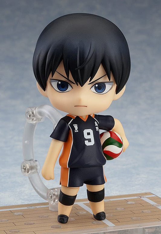 Haikyu!! Nendoroid Tobio Kageyama (5th-run) collectible figure in volleyball attire with number 9, showcasing detailed features and dynamic pose with volleyball.