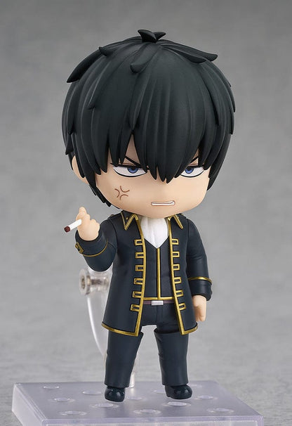 Gintama Nendoroid No.2514 Toshiro Hijikata figure in Shinsengumi uniform holding a katana with a cigarette accessory, posed against a light gray background.