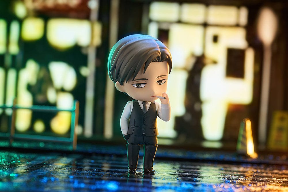 Twittering Birds Never Fly Nendoroid No.2654 Yashiro figure in a suit vest with a cigarette, showcasing a stoic expression and pose.