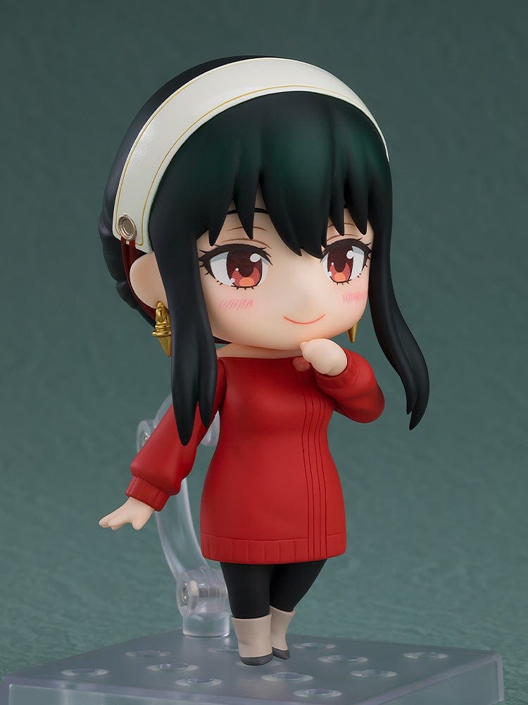 Spy x Family Nendoroid No.2689 Yor Forger Casual Outfit Ver. featuring Yor in a red sweater, black leggings, and a cheerful expression.