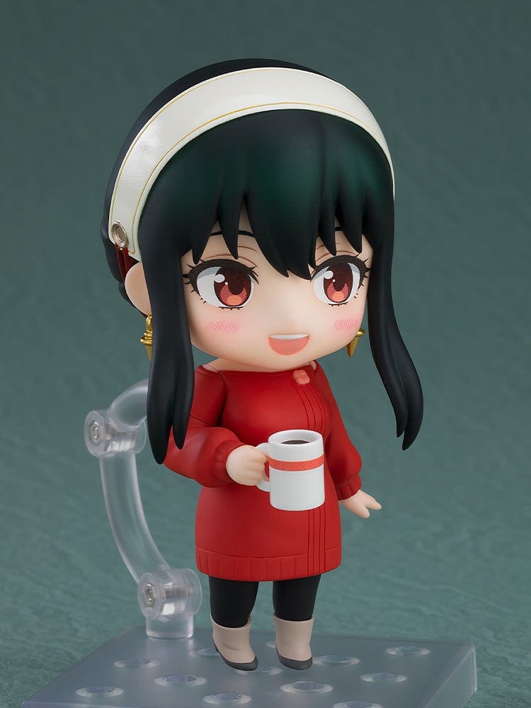 Spy x Family Nendoroid No.2689 Yor Forger Casual Outfit Ver. featuring Yor in a red sweater, black leggings, and a cheerful expression.