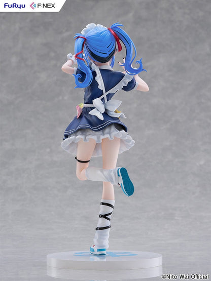 VTuber NitoWai 1/7 Scale Figure in a playful pose with a maid-themed outfit, blue twin-tails, and dollar sign accents