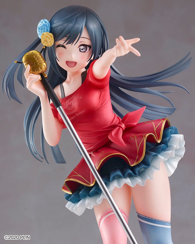 Love Live! Nijigasaki High School Idol Club DreamTech Setsuna Yuki (ODAIBA Gamers Kanban Musume) 1/7 Scale Figure (Reissue) featuring Setsuna holding a microphone and posing with a Gamers signboard.