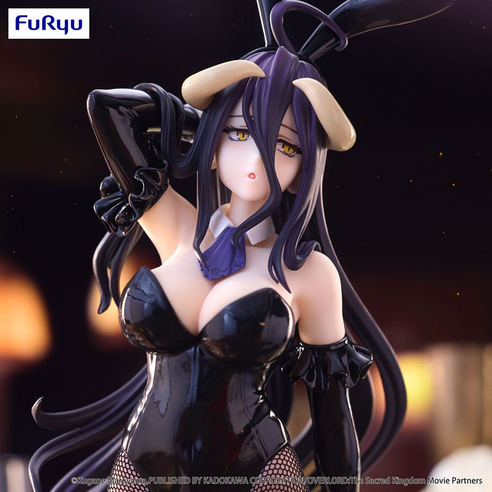 Overlord BiCute Bunnies Albedo (Black Color Ver.) Figure in black bunny suit with fishnet stockings and flowing hair, striking a graceful pose