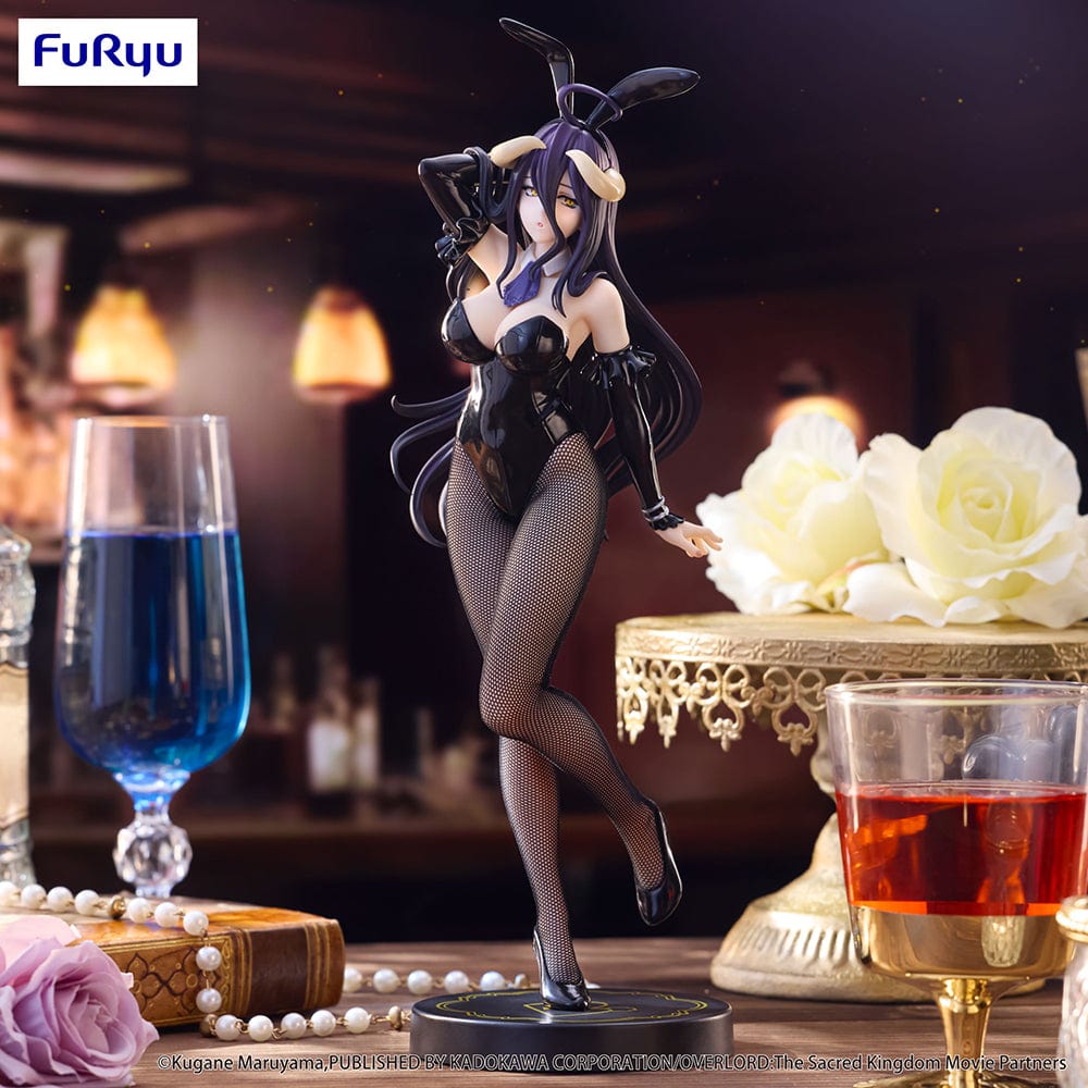 Overlord BiCute Bunnies Albedo (Black Color Ver.) Figure in black bunny suit with fishnet stockings and flowing hair, striking a graceful pose