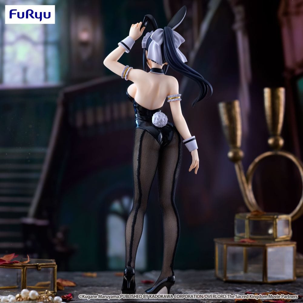 "Overlord BiCute Bunnies Narberal Gamma Figure in glossy black bunny suit with fishnet tights"