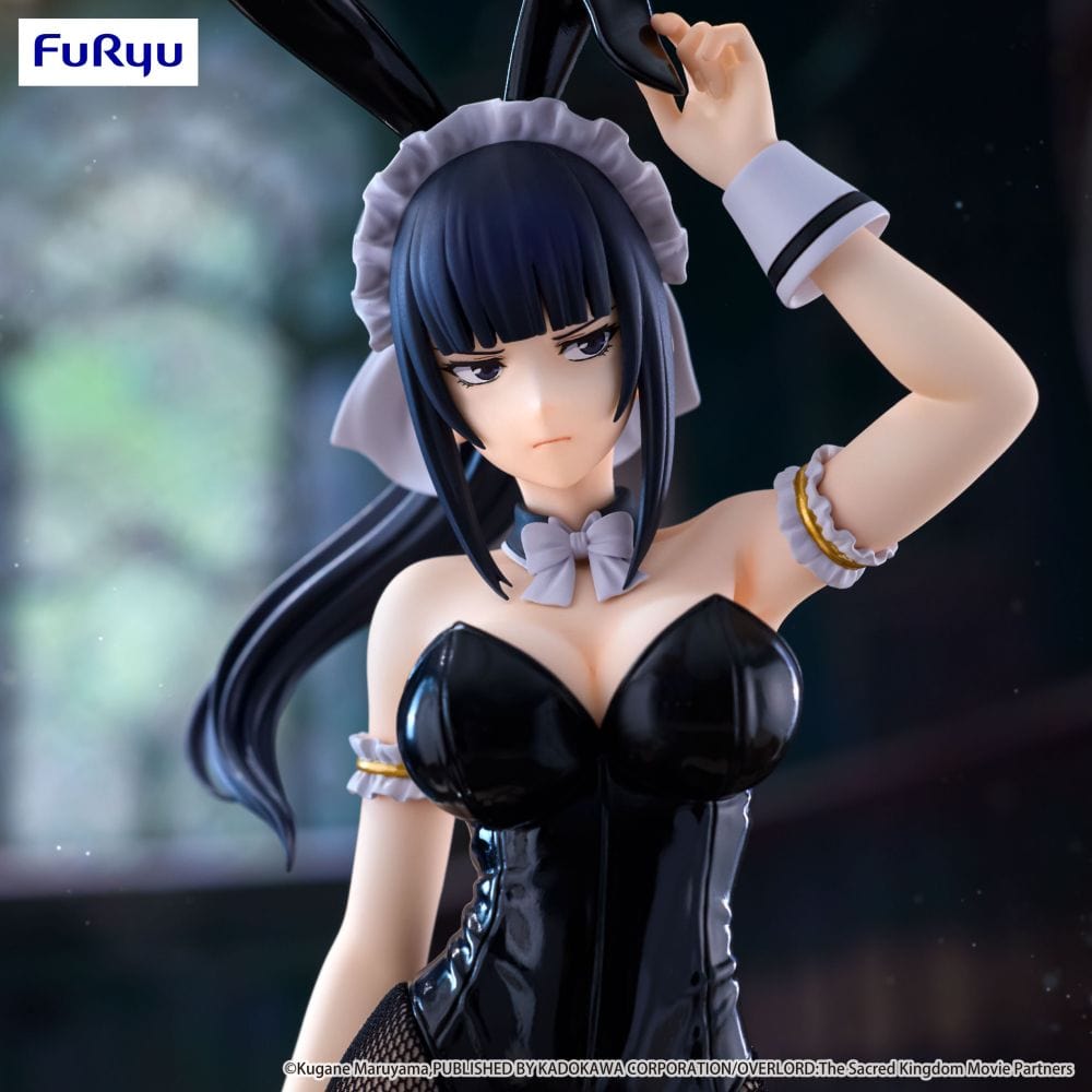 "Overlord BiCute Bunnies Narberal Gamma Figure in glossy black bunny suit with fishnet tights"