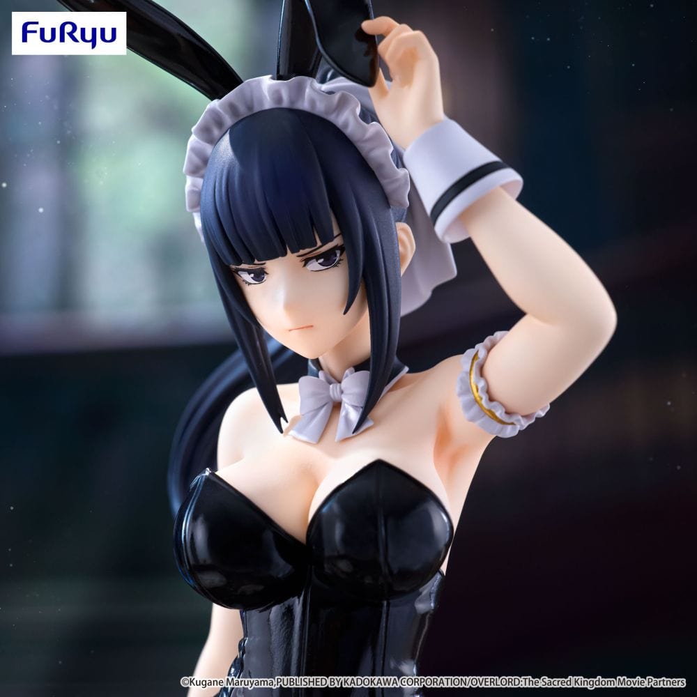 "Overlord BiCute Bunnies Narberal Gamma Figure in glossy black bunny suit with fishnet tights"