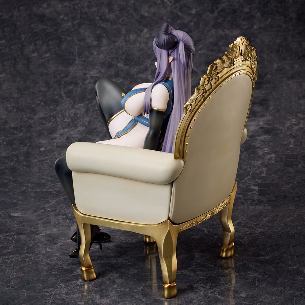 Oekakizuki Illustration Vio 1/6 Scale Figure seated on an ornate throne, wearing a blue and black outfit with black horns and lavender hair.