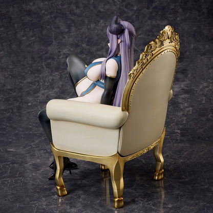 Oekakizuki Illustration Vio 1/6 Scale Figure seated on an ornate throne, wearing a blue and black outfit with black horns and lavender hair.