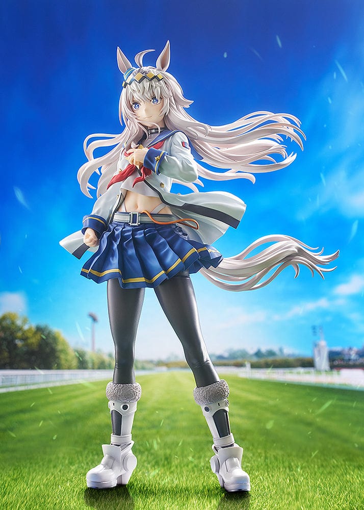 "Uma Musume Pretty Derby Oguri Cap 1/7 Scale Figure with flowing silver hair and detailed racing uniform"
