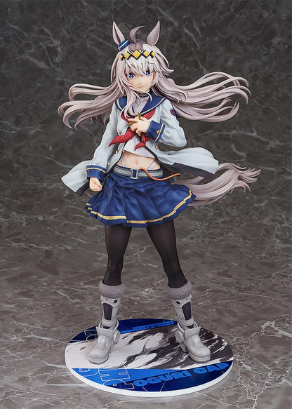 "Uma Musume Pretty Derby Oguri Cap 1/7 Scale Figure with flowing silver hair and detailed racing uniform"