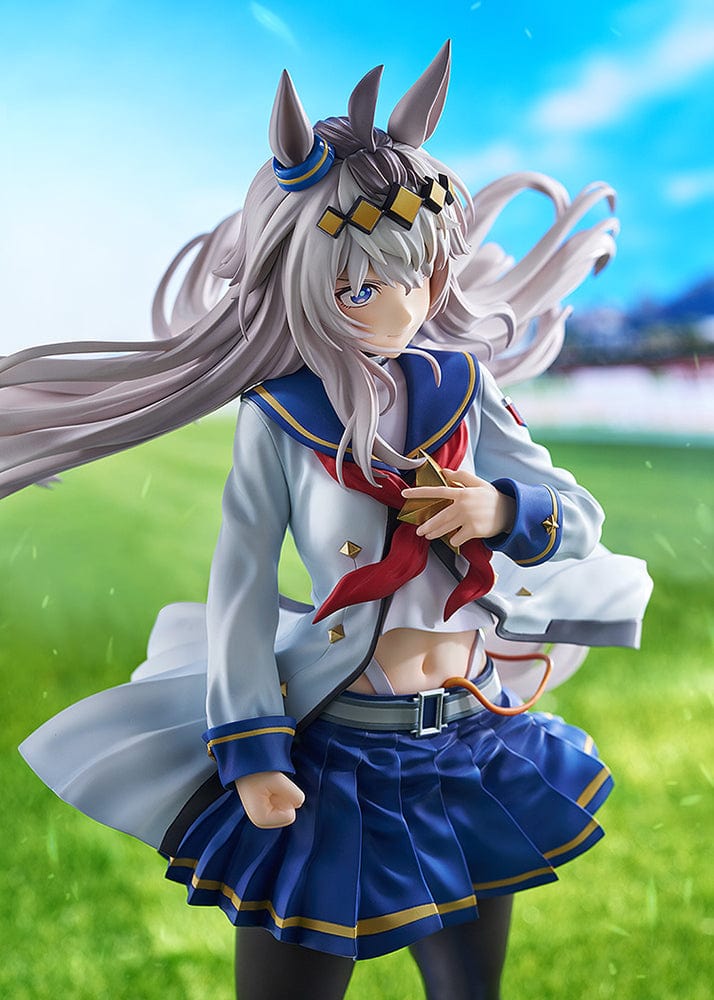 "Uma Musume Pretty Derby Oguri Cap 1/7 Scale Figure with flowing silver hair and detailed racing uniform"