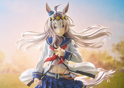 "Uma Musume Pretty Derby Oguri Cap 1/7 Scale Figure with flowing silver hair and detailed racing uniform"