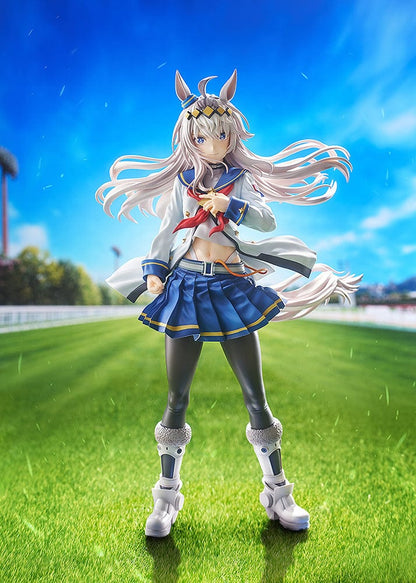 "Uma Musume Pretty Derby Oguri Cap 1/7 Scale Figure with flowing silver hair and detailed racing uniform"