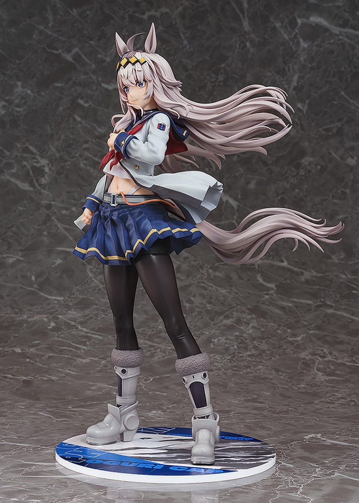 "Uma Musume Pretty Derby Oguri Cap 1/7 Scale Figure with flowing silver hair and detailed racing uniform"