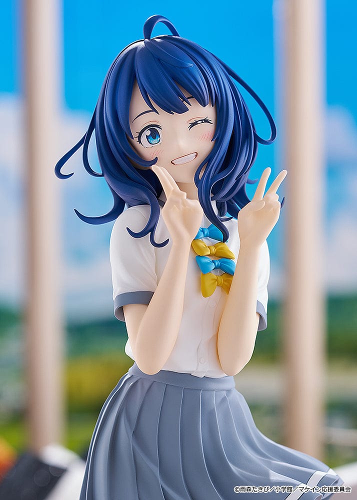 Makeine: Too Many Losing Heroines! Pop Up Parade L Anna Yanami Figure in school uniform with blue hair, playful pose, and double peace sign.