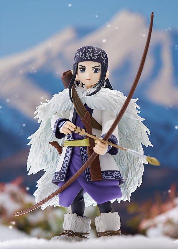 Golden Kamuy Pop Up Parade Asirpa figure in traditional Ainu attire with bow and arrow, wearing a fur cloak.