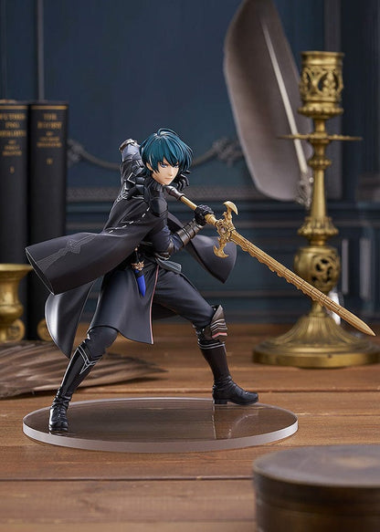 Fire Emblem: Three Houses Pop Up Parade Byleth (Male) Figure in battle pose holding Sword of the Creator, dressed in detailed dark outfit