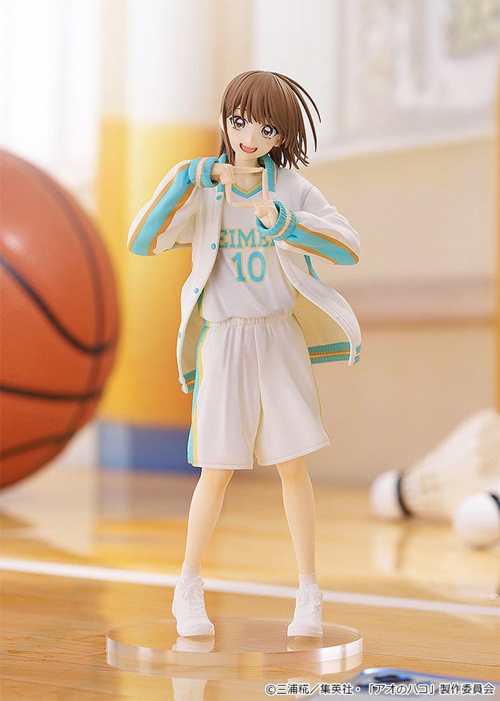 Blue Box Pop Up Parade L Chinatsu Kano Figure in Seimei High basketball uniform, posed dynamically with a bright smile against a blue background.